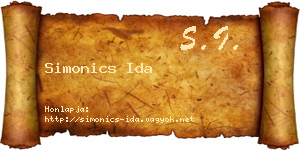 Simonics Ida névjegykártya