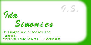 ida simonics business card